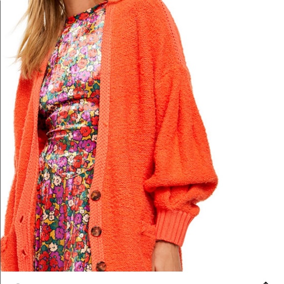 Free People Sweaters - Free People Snowdrop Orange Ballon Sleeve cardigan